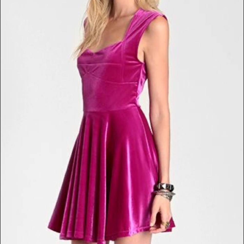 MINKPINK Hot Pink Velvet Dress